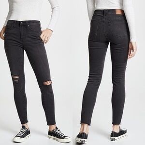 MADEWELL 9” High Rise Skinny Knee Rip Raw Hem Jeans